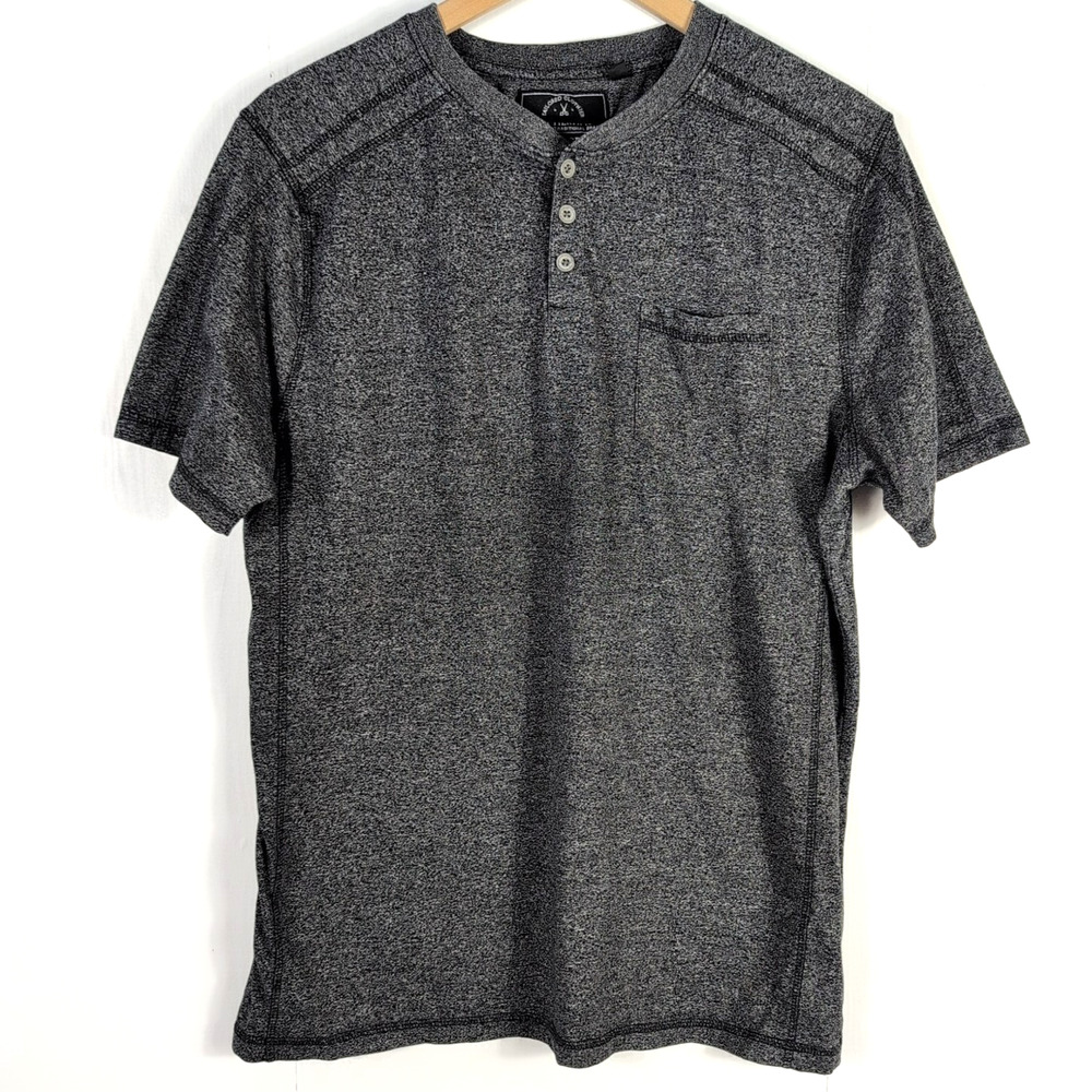 Knit Heritage Henley T-Shirt Men’s L Gray Short Sleeve Casual Pocket Lightweight